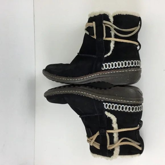 Ugg Women's Black Cove 5178 Suede Fur Ankle Winter Boot - Picture 10 of 12